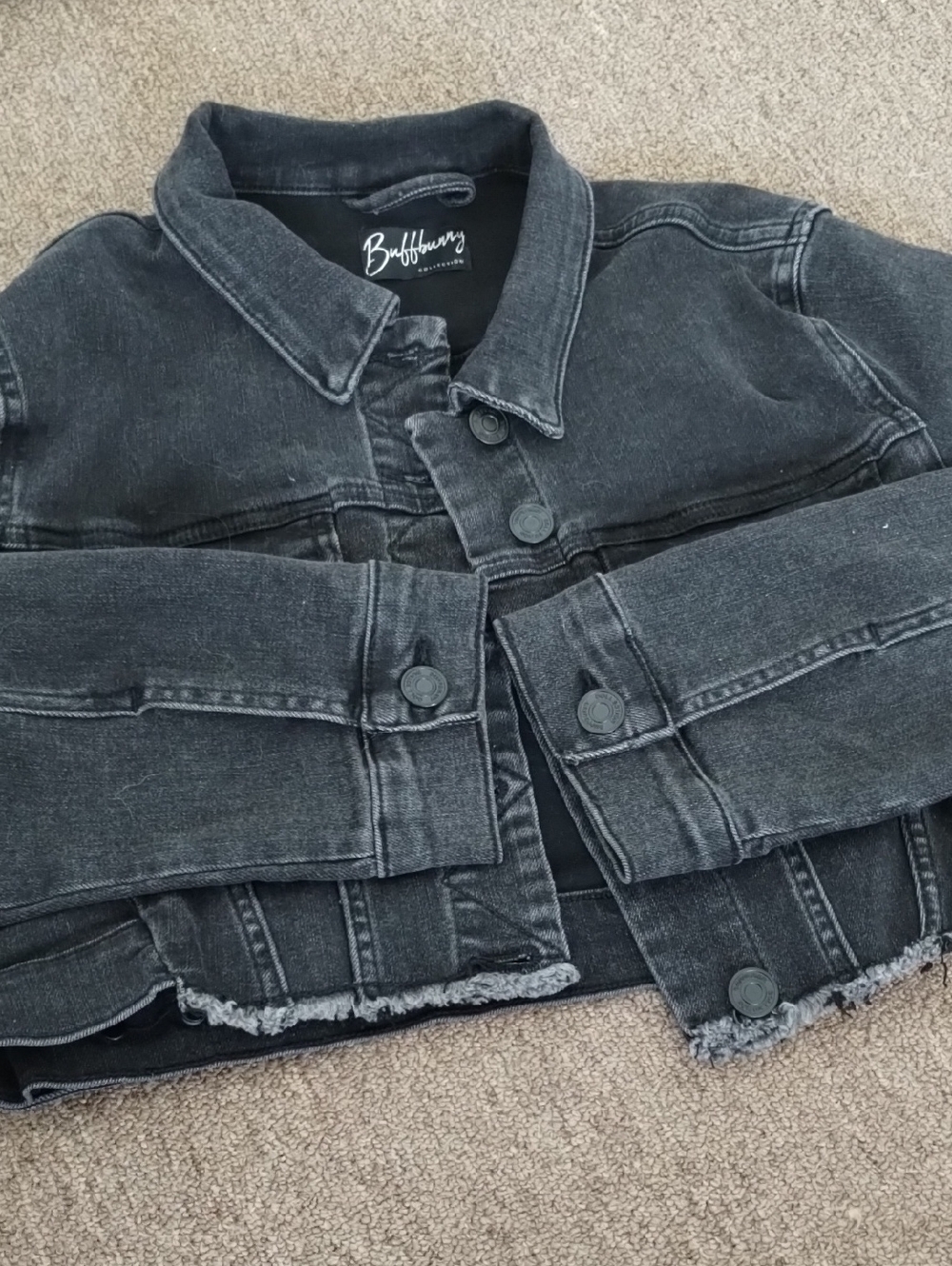 BuffBunny Charcoal Washed Denim Cropped Jacket